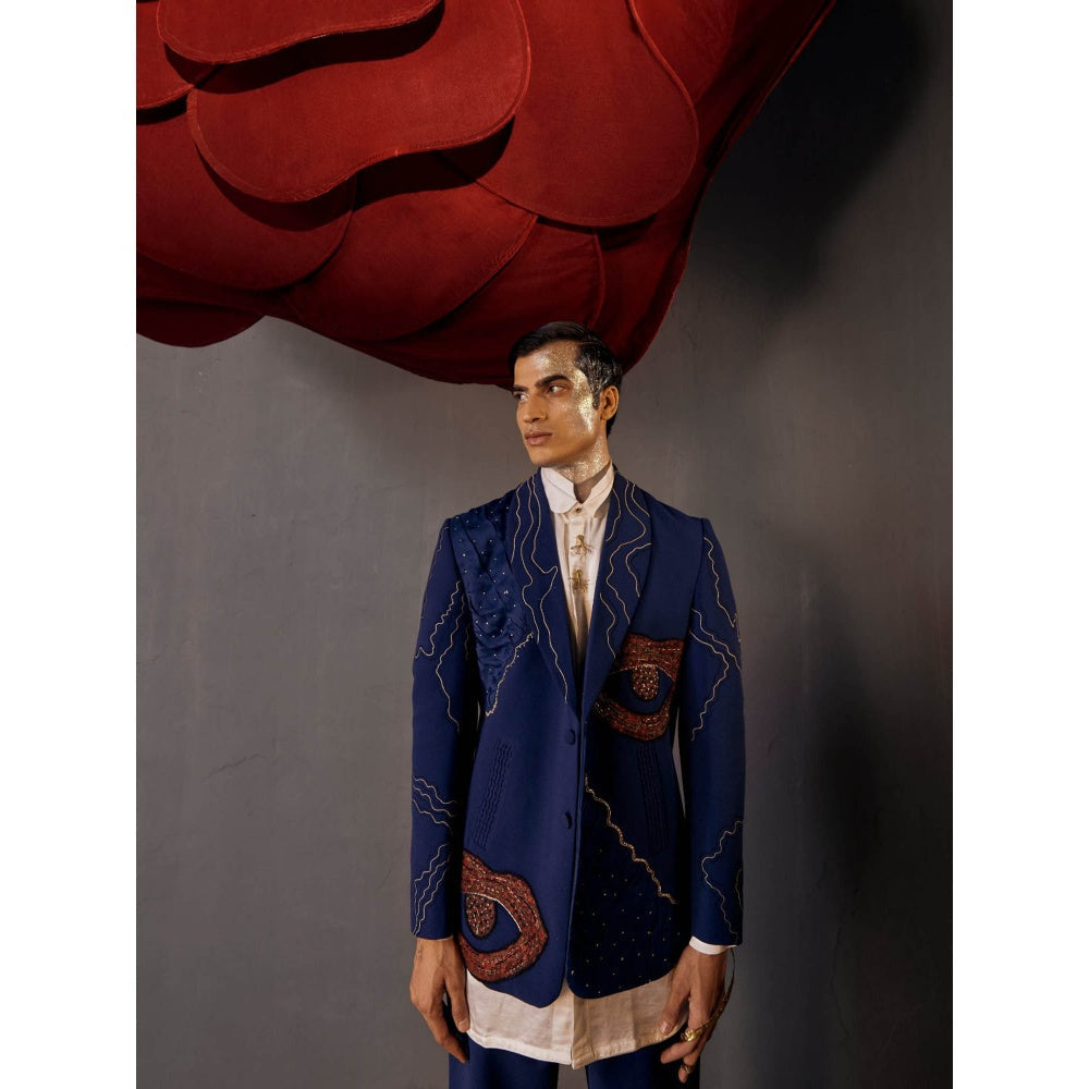 Jatin Malik Dreamy Teal Blazer with Shirt & Trouser (Set of 3)