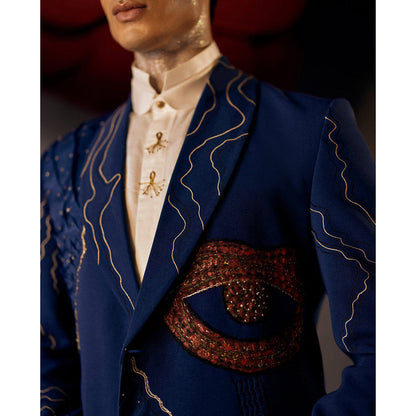 Jatin Malik Dreamy Teal Blazer with Shirt & Trouser (Set of 3)