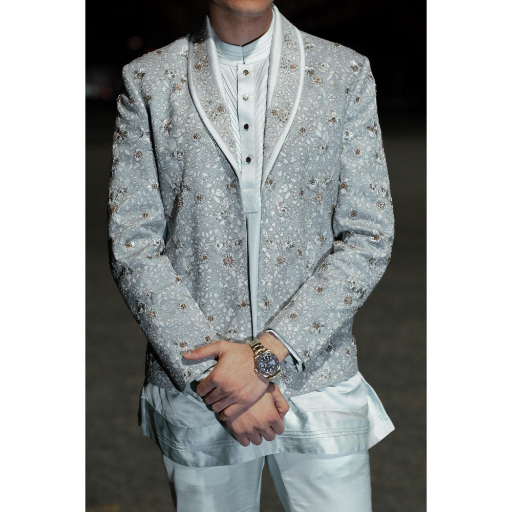 Jatin Malik Iris Bloom Short Jacket with Kurta and Trouser (Set of 3)