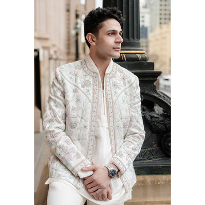 Jatin Malik Dahlia Short Jacket with Kurta and Trouser (Set of 3)