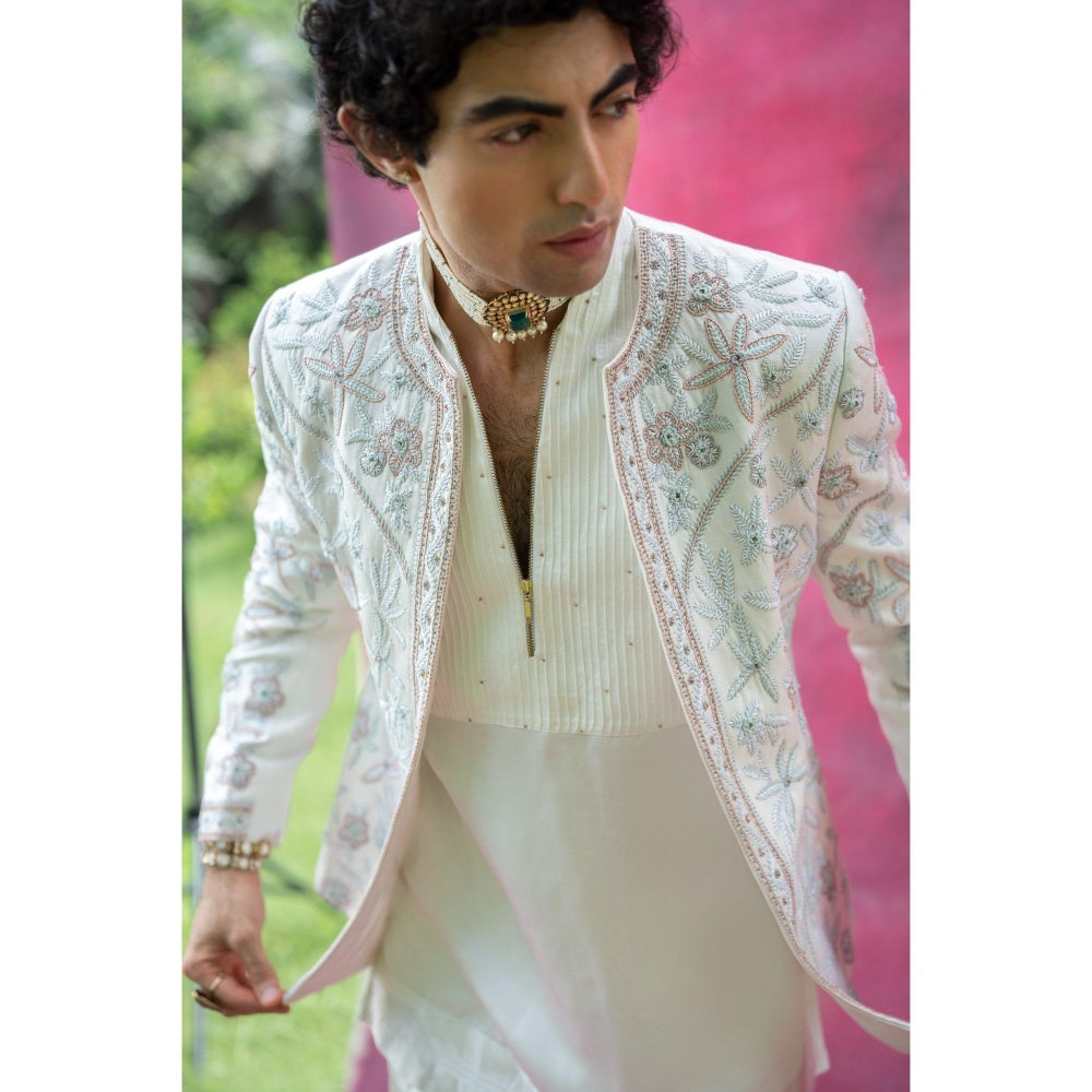 Jatin Malik Dahlia Short Jacket with Kurta and Trouser (Set of 3)