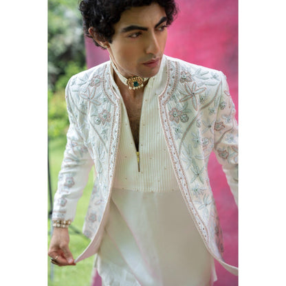 Jatin Malik Dahlia Short Jacket with Kurta and Trouser (Set of 3)