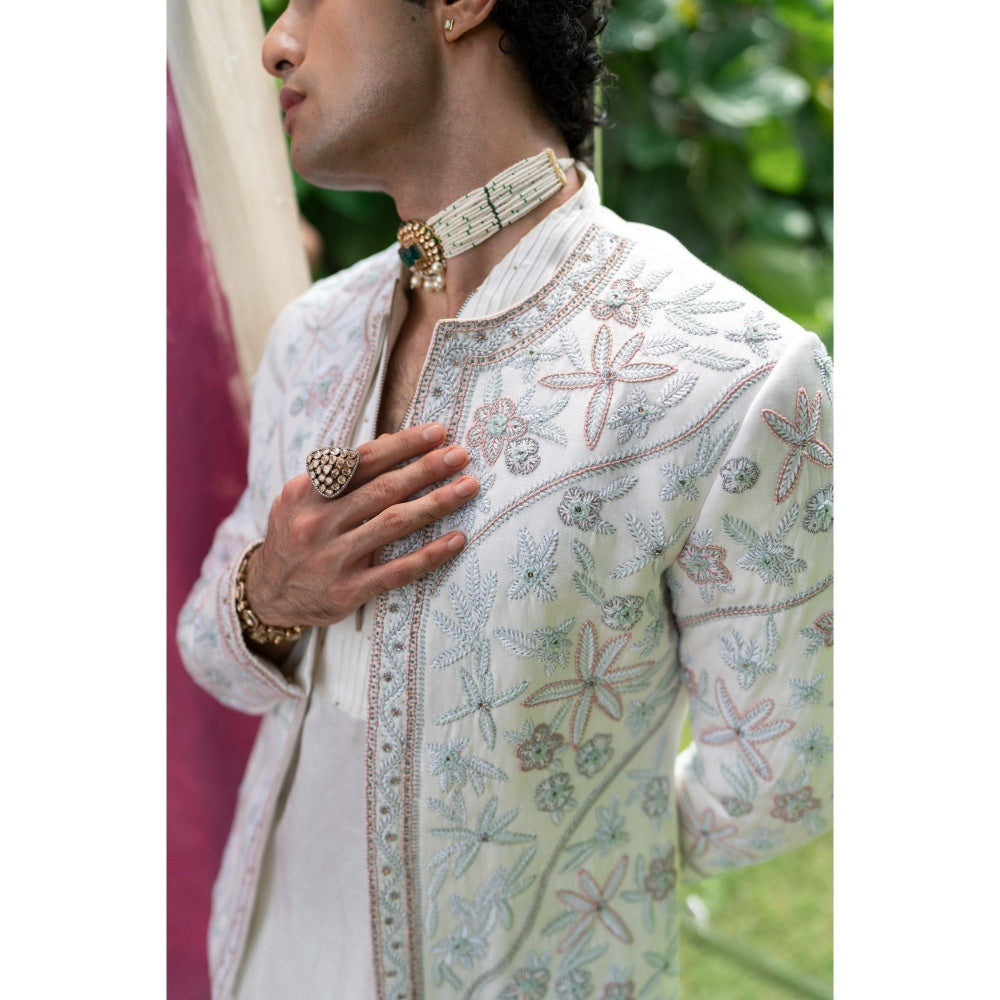 Jatin Malik Dahlia Short Jacket with Kurta and Trouser (Set of 3)