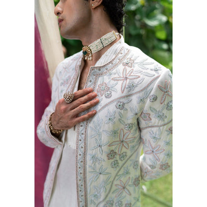 Jatin Malik Dahlia Short Jacket with Kurta and Trouser (Set of 3)
