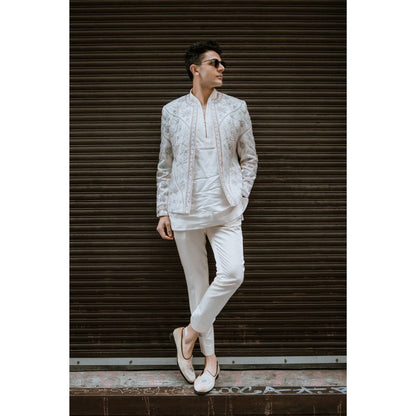 Jatin Malik Dahlia Short Jacket with Kurta and Trouser (Set of 3)