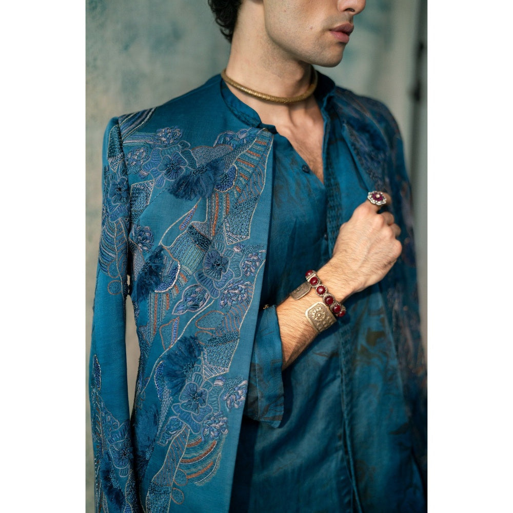 Jatin Malik Thistle Short Jacket with Kurta and Trouser (Set of 3)