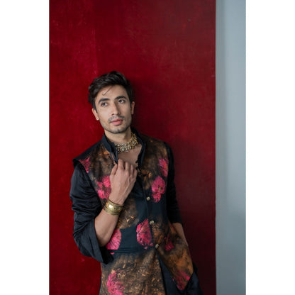 Jatin Malik Deep Fuchsia Nehru Jacket with Kurta and Trouser (Set of 3)