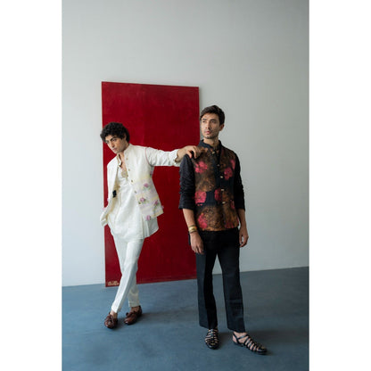 Jatin Malik Deep Fuchsia Nehru Jacket with Kurta and Trouser (Set of 3)