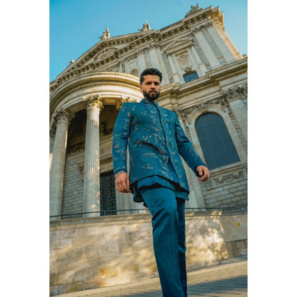 Jatin Malik The Oxford Bandhgala with Kurta and Trouser (Set of 3)