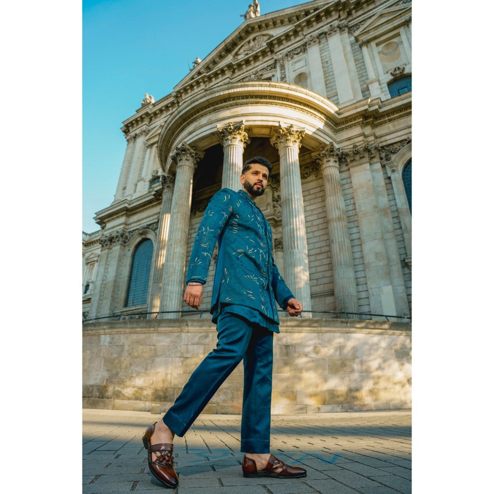 Jatin Malik The Oxford Bandhgala with Kurta and Trouser (Set of 3)