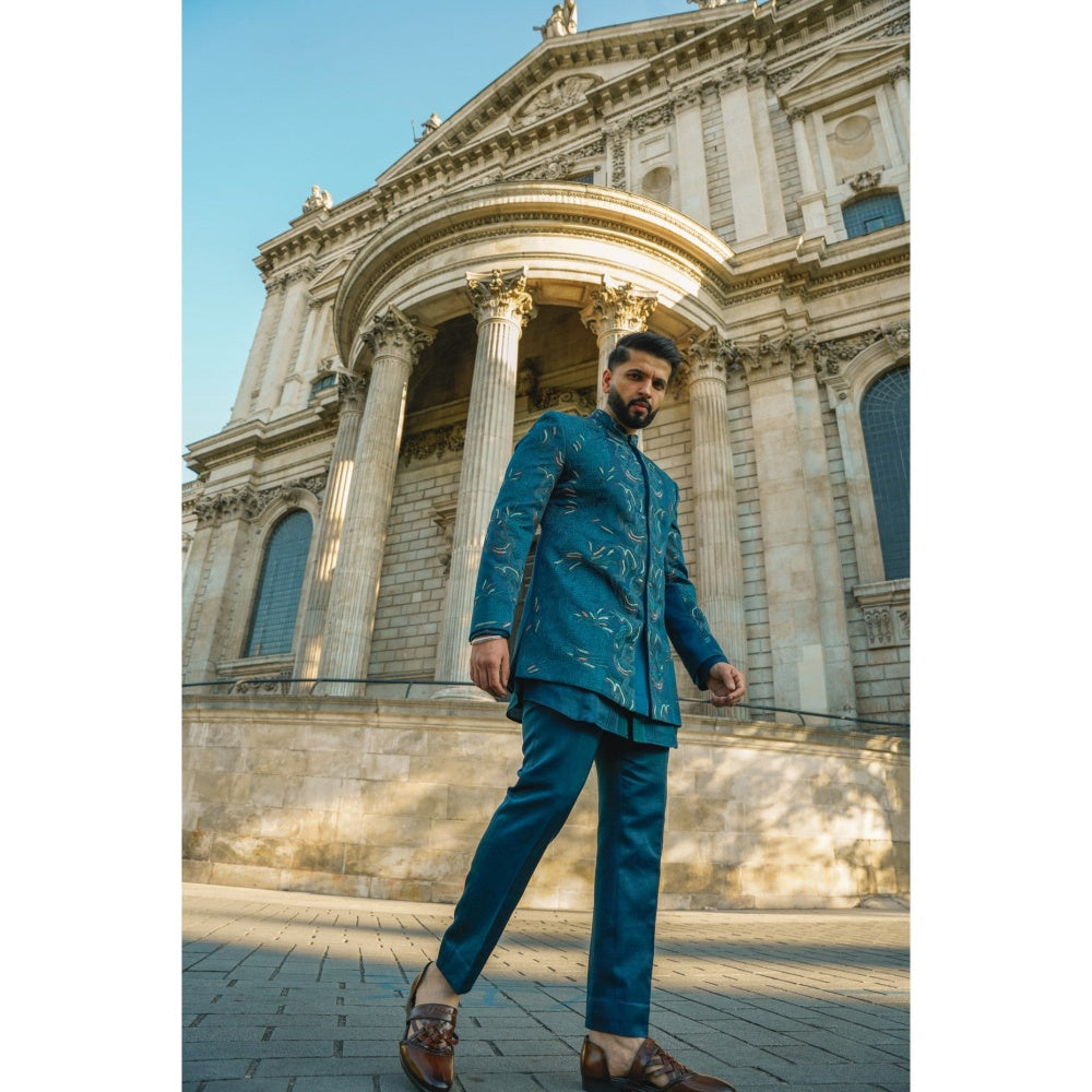 Jatin Malik The Oxford Bandhgala with Kurta and Trouser (Set of 3)