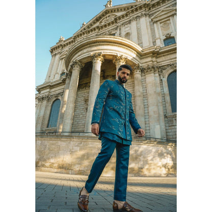 Jatin Malik The Oxford Bandhgala with Kurta and Trouser (Set of 3)