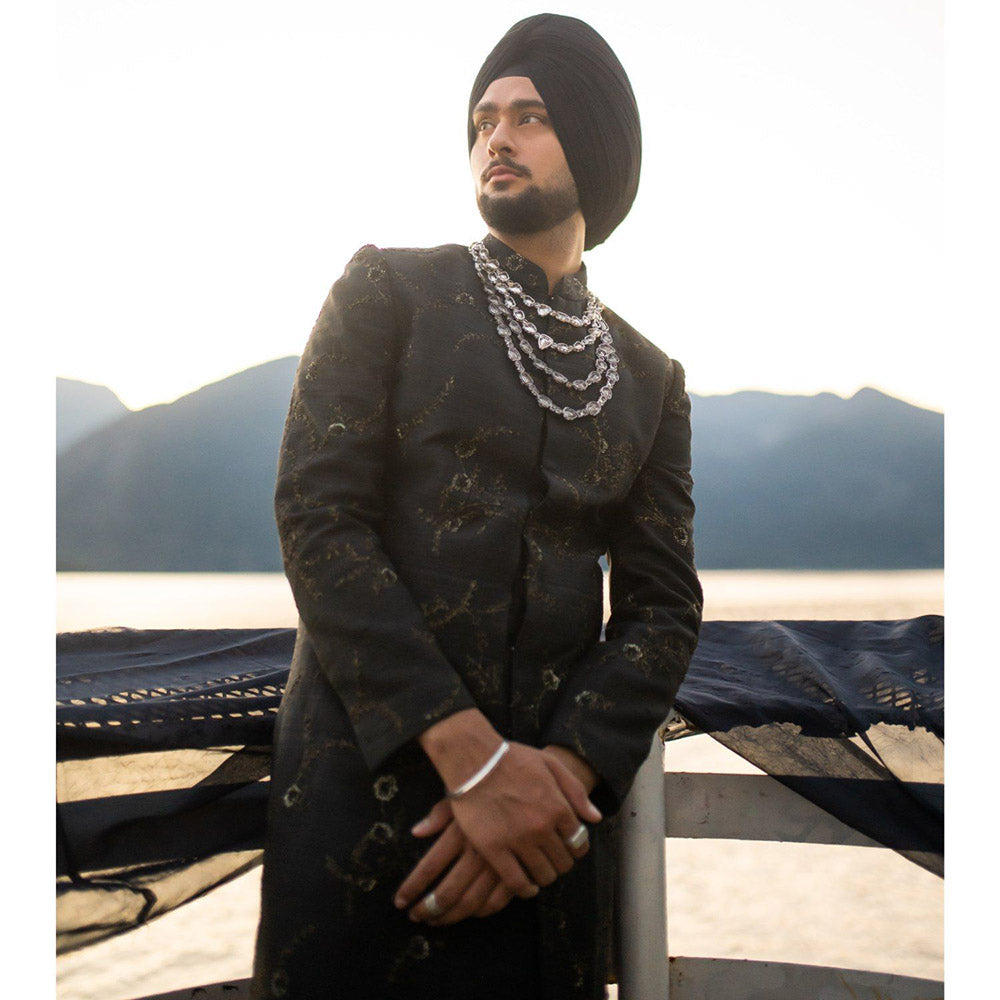 Jatin Malik Iris Achkan Sherwani with Trouser (Set of 2)