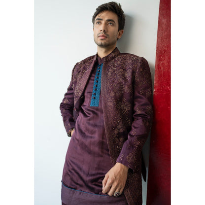 Jatin Malik Jewel Orchid Kurta with Trouser (Set of 2)