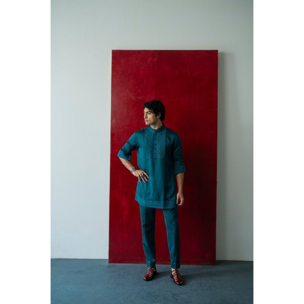 Jatin Malik Jade Tamarisk Kurta with Trouser (Set of 2)