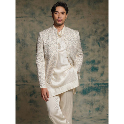 Jatin Malik Honeyed Ivory Pearl Short Jacket with Kurta and Trouser