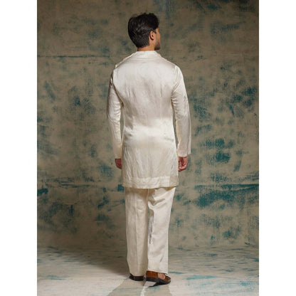 Jatin Malik Honeyed Ivory Pearl Short Jacket with Kurta and Trouser