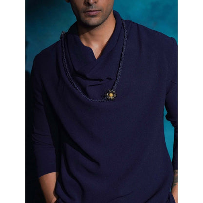 Jatin Malik Purple Hand Embroidered Sequence Short Jacket with Kurta and Trouser