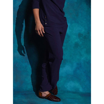 Jatin Malik Purple Hand Embroidered Sequence Short Jacket with Kurta and Trouser