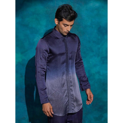 Jatin Malik Oceanic Purple Hand Embroidered Short Jacket with Kurta and Trouser