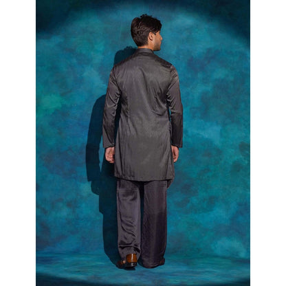 Jatin Malik Black Hand Embroidered Jacket with Kurta and Trouser