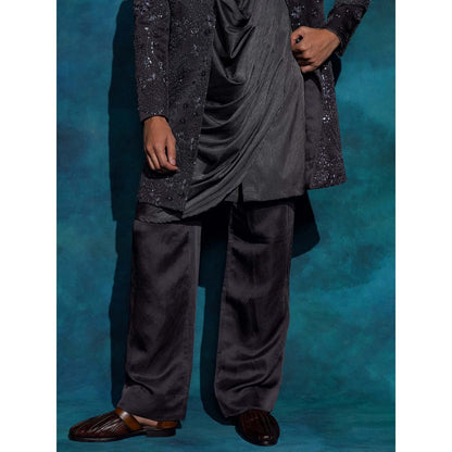 Jatin Malik Black Hand Embroidered Jacket with Kurta and Trouser