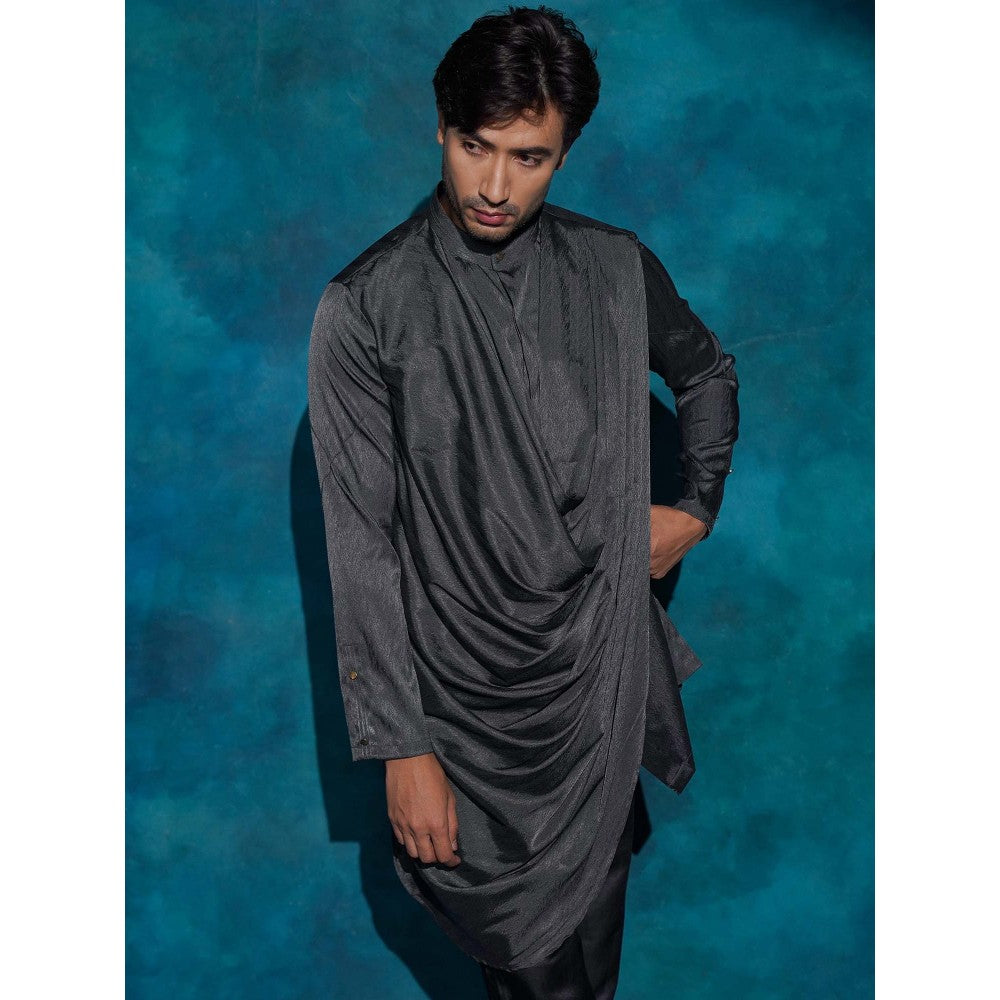 Jatin Malik Black Hand Embroidered Jacket with Kurta and Trouser