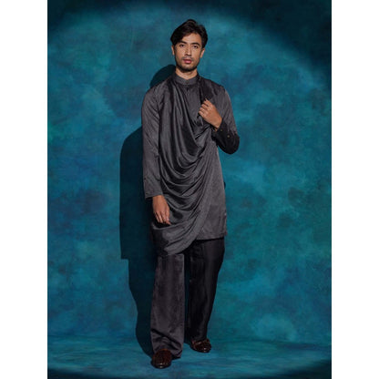 Jatin Malik Black Hand Embroidered Jacket with Kurta and Trouser