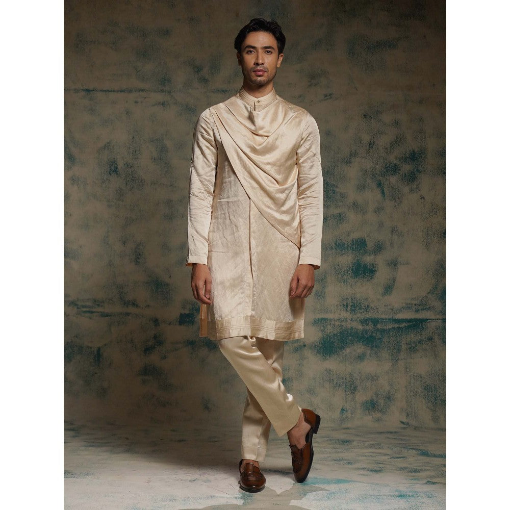 Jatin Malik Buttercream Hand Embroidered Jacket with Kurta and Trouser