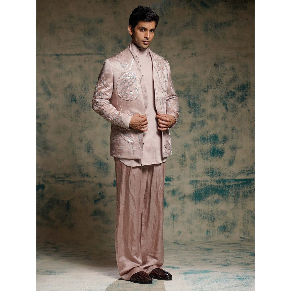 Jatin Malik Mauve Hand Embroidered Concept Blazer with Shirt and Trouser