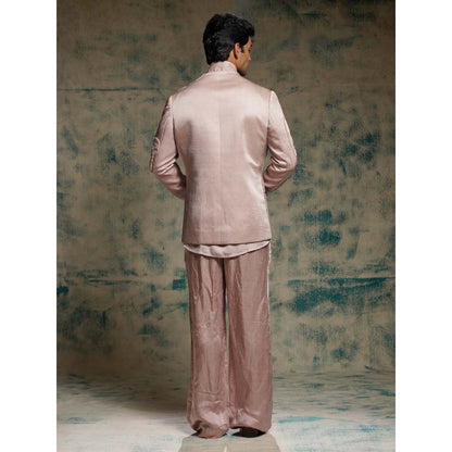 Jatin Malik Mauve Hand Embroidered Concept Blazer with Shirt and Trouser