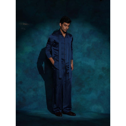 Jatin Malik Classic Teal Shirt with Trouser