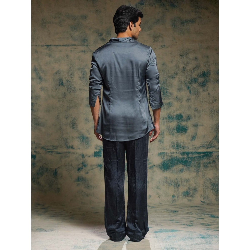 Jatin Malik Blue Cowl Kurta with Trouser