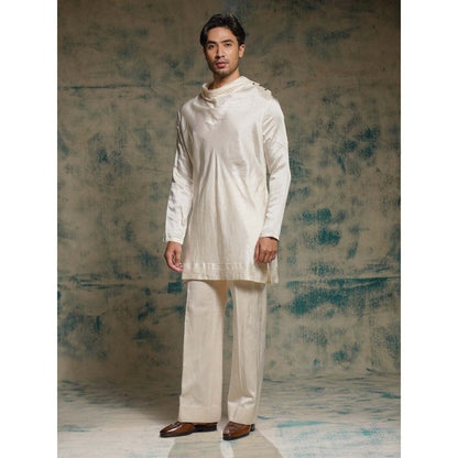 Jatin Malik Ivory Classic Cowl Neck Kurta with Trouser