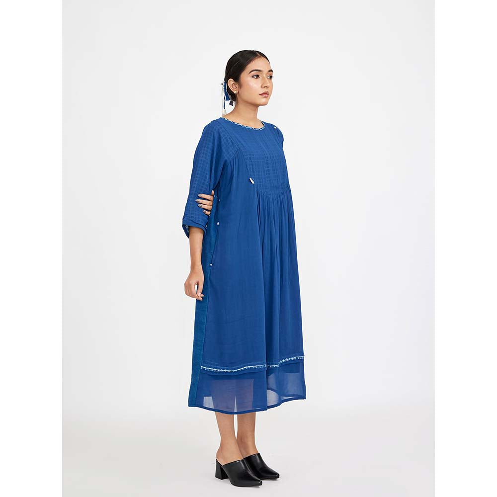 JAYATI GOENKA Blue Midie U-Yoke Dress