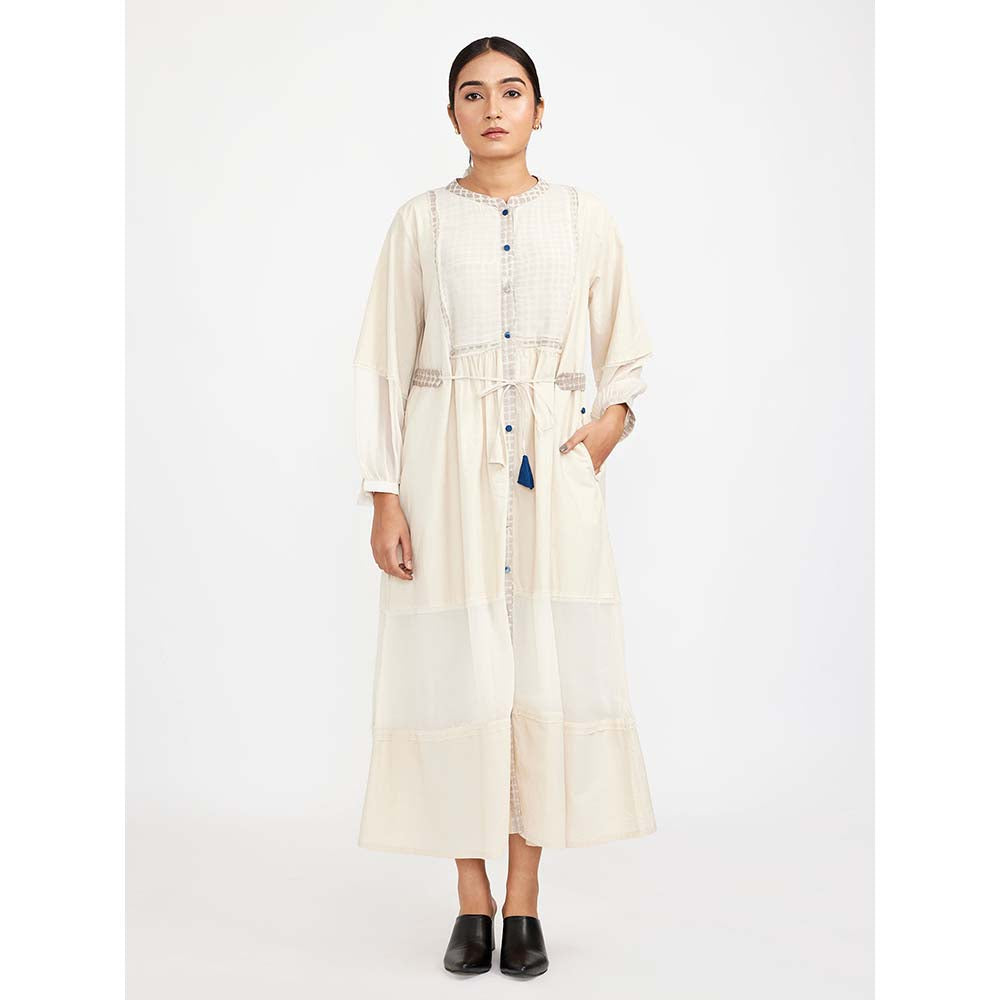 JAYATI GOENKA White Solid Dress with Print Accent (Set of 2)