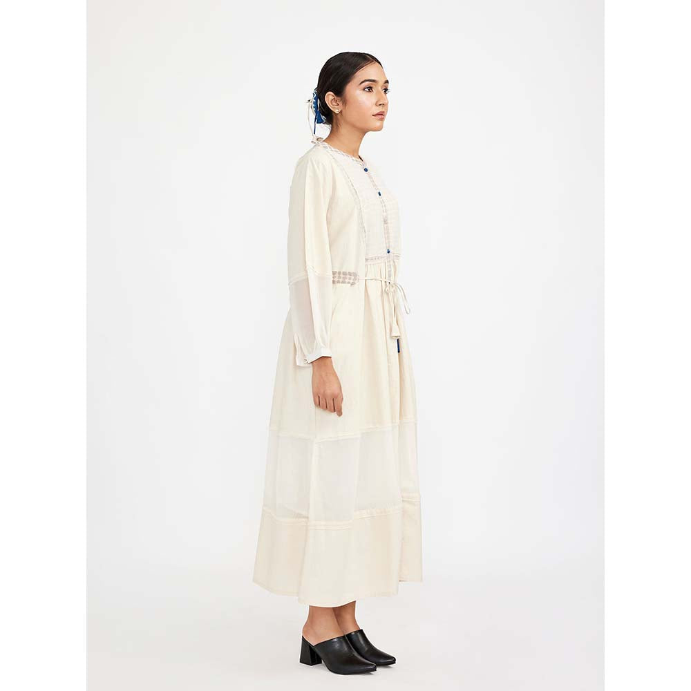 JAYATI GOENKA White Solid Dress with Print Accent (Set of 2)