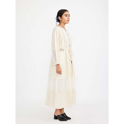 JAYATI GOENKA White Solid Dress with Print Accent (Set of 2)