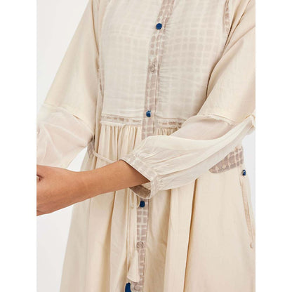 JAYATI GOENKA White Solid Dress with Print Accent (Set of 2)