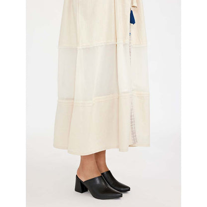 JAYATI GOENKA White Solid Dress with Print Accent (Set of 2)