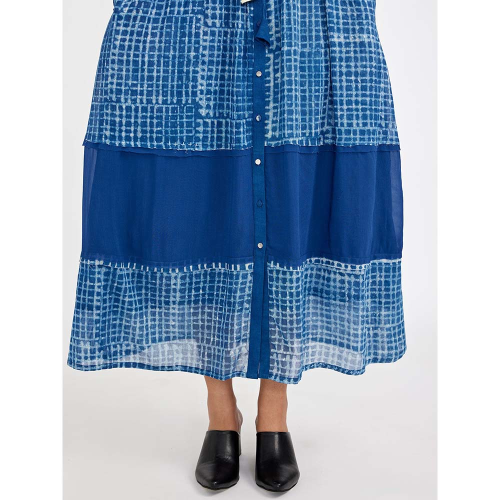 JAYATI GOENKA Blue Block Printed Shirt Dress (Set of 2)