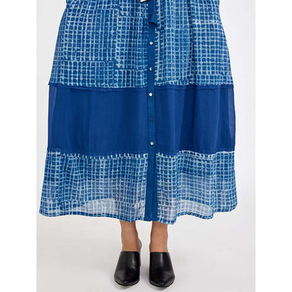 JAYATI GOENKA Blue Block Printed Shirt Dress (Set of 2)