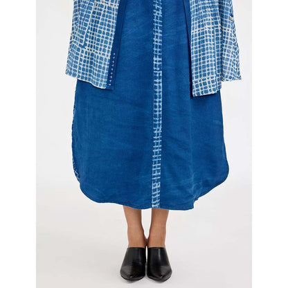 JAYATI GOENKA Blue Block Printed Dress (Set of 2)