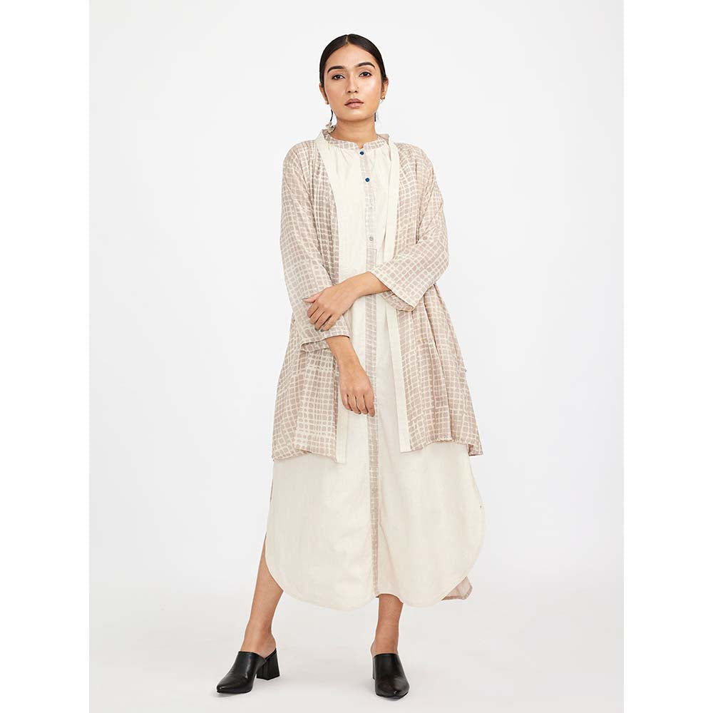 JAYATI GOENKA Beige Block Printed Dress (Set of 2)
