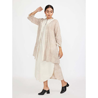 JAYATI GOENKA Beige Block Printed Dress (Set of 2)