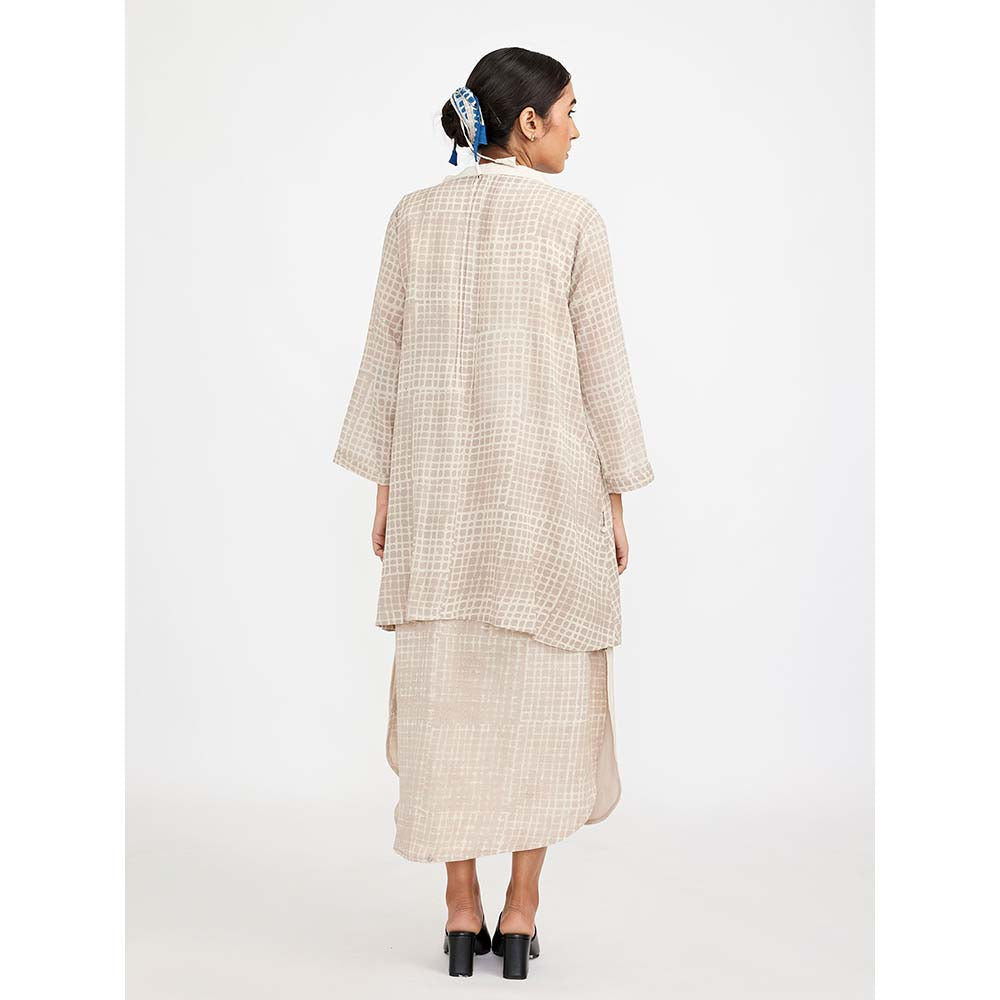 JAYATI GOENKA Beige Block Printed Dress (Set of 2)