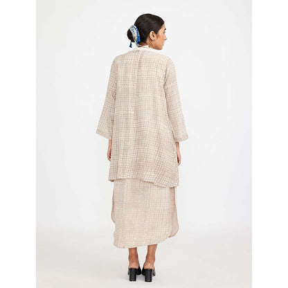 JAYATI GOENKA Beige Block Printed Dress (Set of 2)