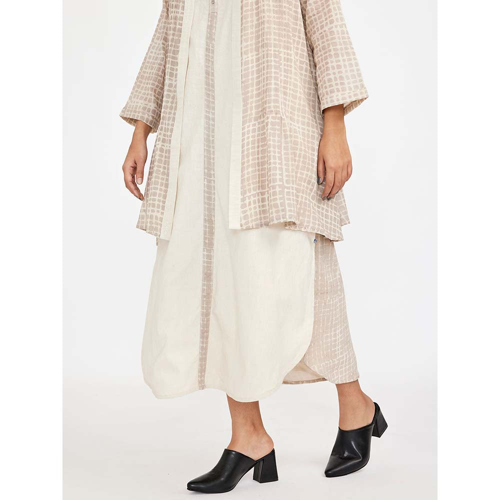 JAYATI GOENKA Beige Block Printed Dress (Set of 2)