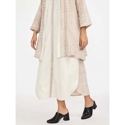 JAYATI GOENKA Beige Block Printed Dress (Set of 2)