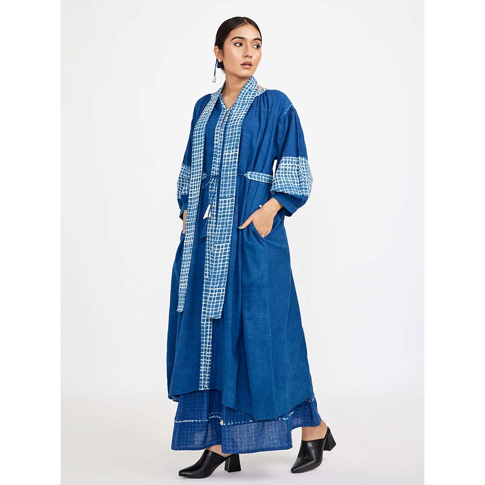 JAYATI GOENKA Blue Block Printed Checks (Set of 4)